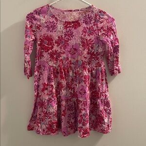 Pink Floral Tiered Babydoll Dress